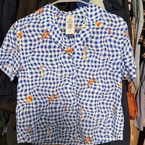 Disney Winnie the Pooh Blue Checkered Button Down Shirt